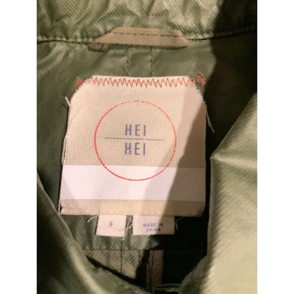 Hei Hei Anthropologie Green Coated Button-Up Lightweigt Utility Jacket, Size S - Picture 8 of 8